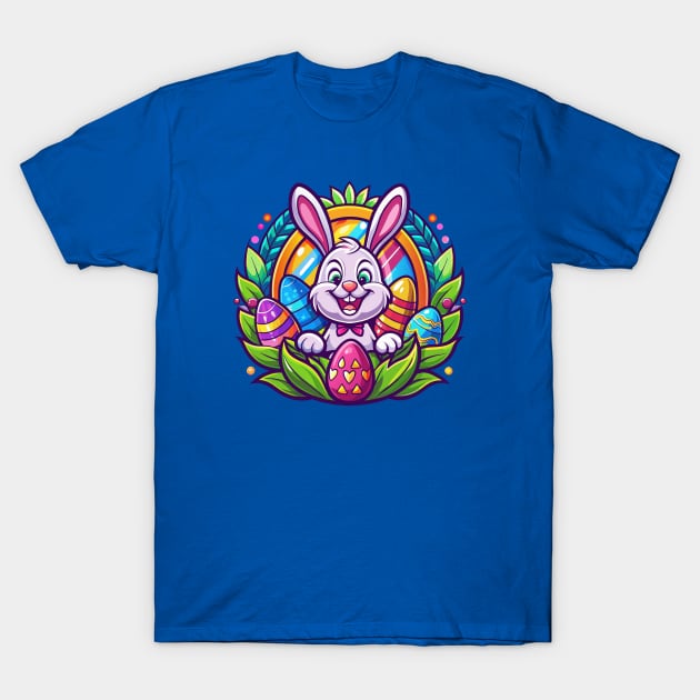 Cute Easter Bunny with Colorful Eggs T-Shirt by dojranliev